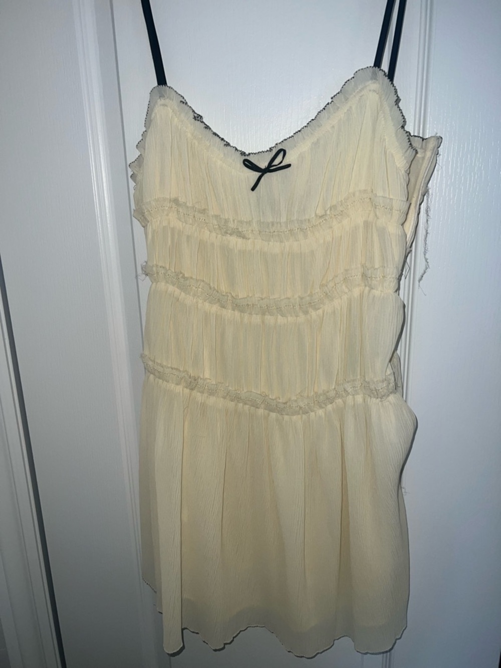 Zara Cream Mini Dress with Black Straps